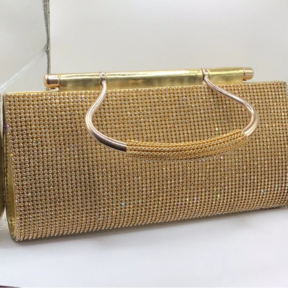 Elegant Gold Clutch Evening Bag - Picture 1 of 5